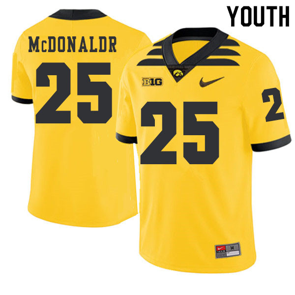 2019 Youth #25 Jayden McDonaldr Iowa Hawkeyes College Football Alternate Jerseys Sale-Gold - Click Image to Close
